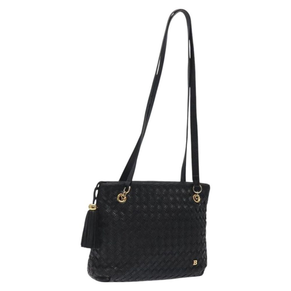 Bally Vintage Quilted Leather Black Leather Shoulder Bag Bag